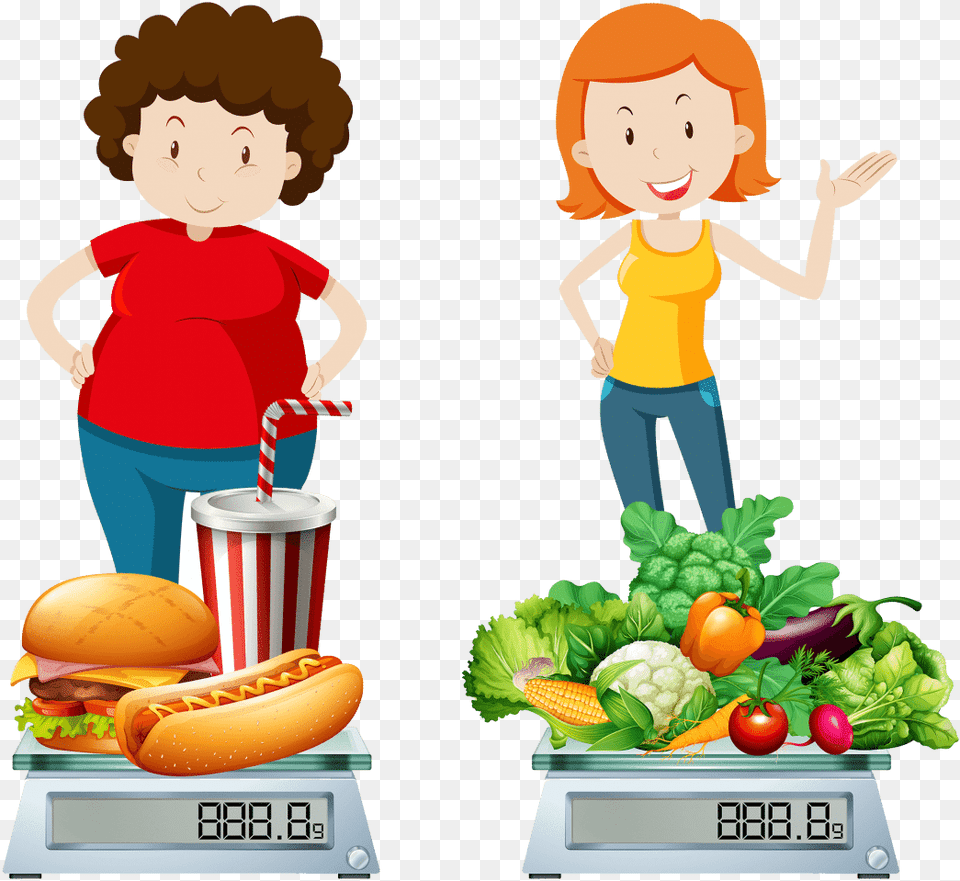 Healthy And Unhealthy Person, Burger, Food, Lunch, Meal Free Transparent Png