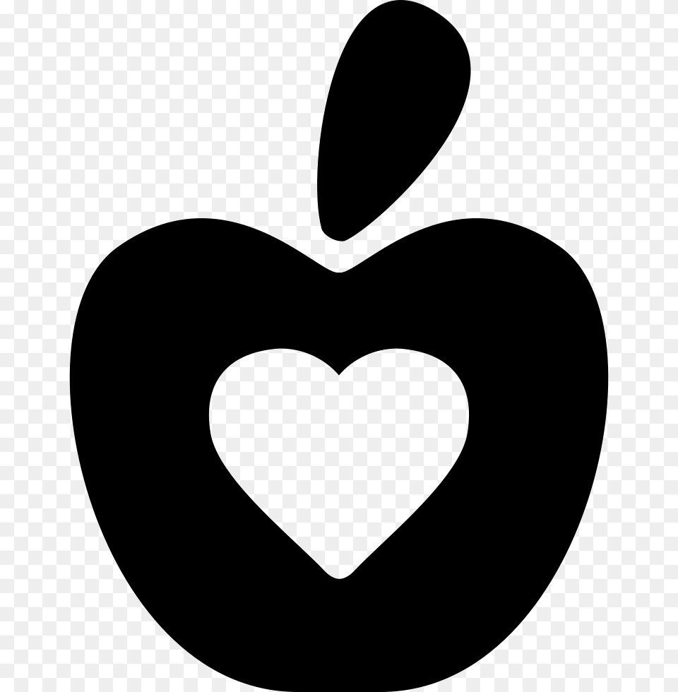 Healthy Food Symbol Of An Apple With A Heart Comments Comida Saludable Icon, Stencil Png