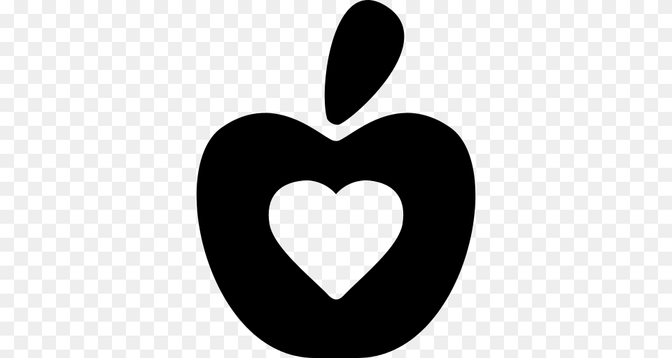 Healthy Food Symbol Of An Apple With A Heart Icon, Gray Free Png