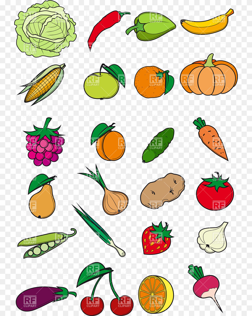 Healthy Food Vegetables Fruits And Berries In Cartoon Clipart Healthy Food Cartoon, Produce, Fruit, Plant, Rose Free Png