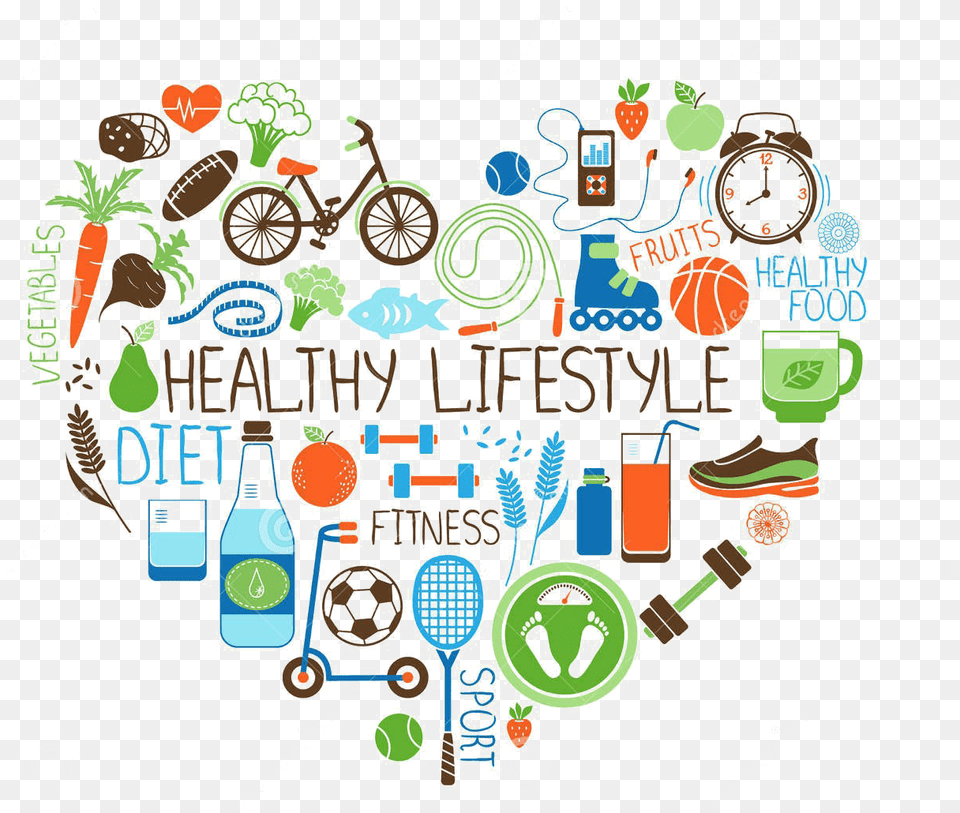 Healthy Lifestyle Pic Exercise Health And Lifestyle, Art, Machine, Wheel, Bicycle Free Png Download