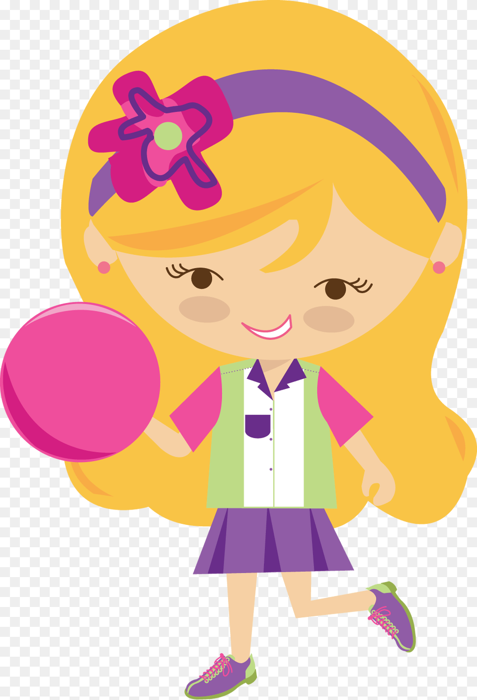 Hear Clipart Girl Little Girl Bowling Clip Art, Balloon, Baby, Person, Purple Png Image