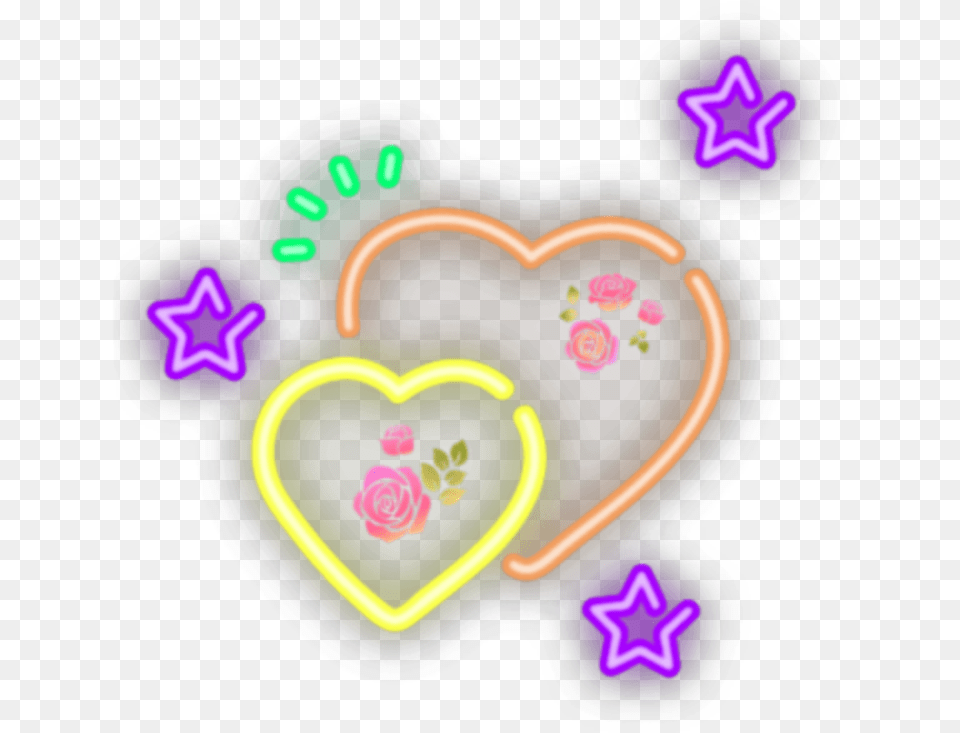Heart, Light, Neon, Flower, Plant Free Png Download