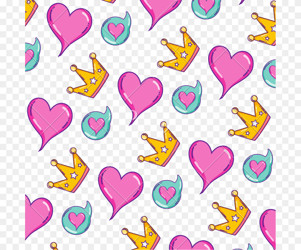 Heart And Chat Bubble With Crown Background, Pattern Free Png Download