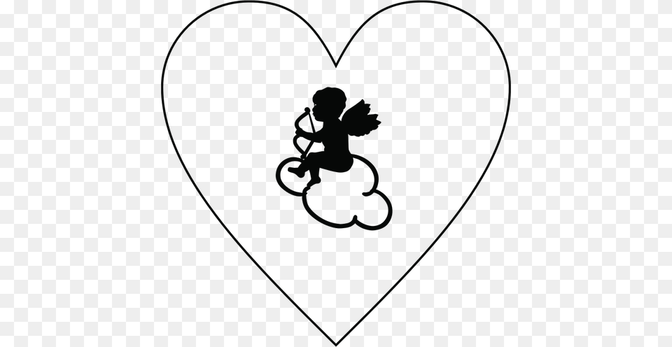 Heart And Cupid Silhouette, Accessories Png