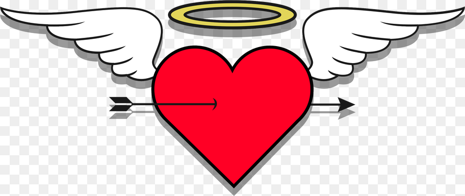 Heart Angel With Background Coracao Com Assas Em, Symbol Free Png