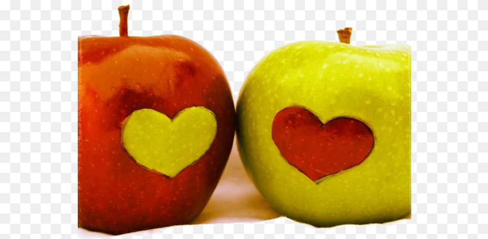 Heart Apples Green Apple, Food, Fruit, Plant, Produce Png