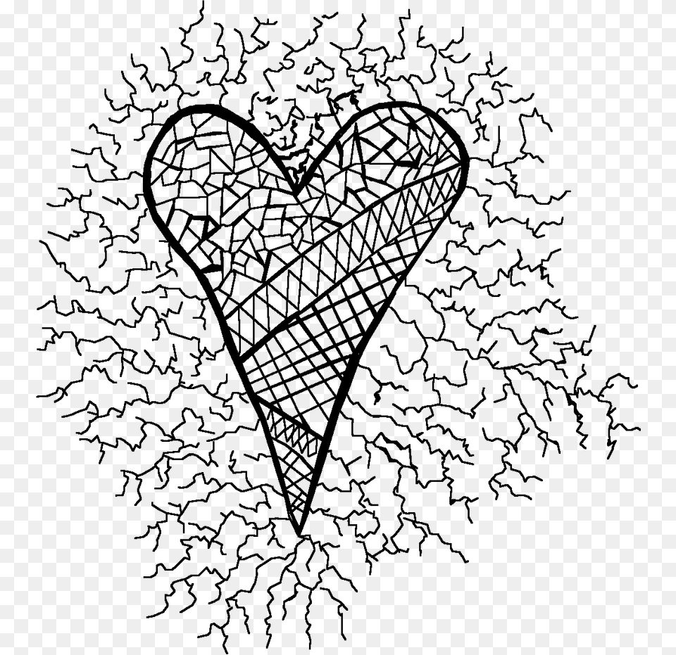 Heart Art Lineart, Gray Png Image