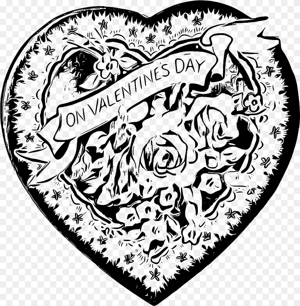 Heart At Getdrawings Com Ranunculus Drawing Vintage Vintage Valentine Cards, Blackboard, Pattern, Accessories Png