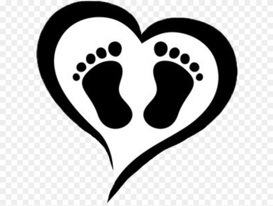Heart Baby Babyfeet Silhouette Baby Feet Heart Clip Art Baby Feet In Heart Silhouette, Stencil, Footprint Free Transparent Png