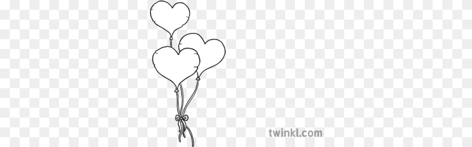 Heart Balloon Bouquet Black And White Illustration Twinkl Afl Boots Drawings Png