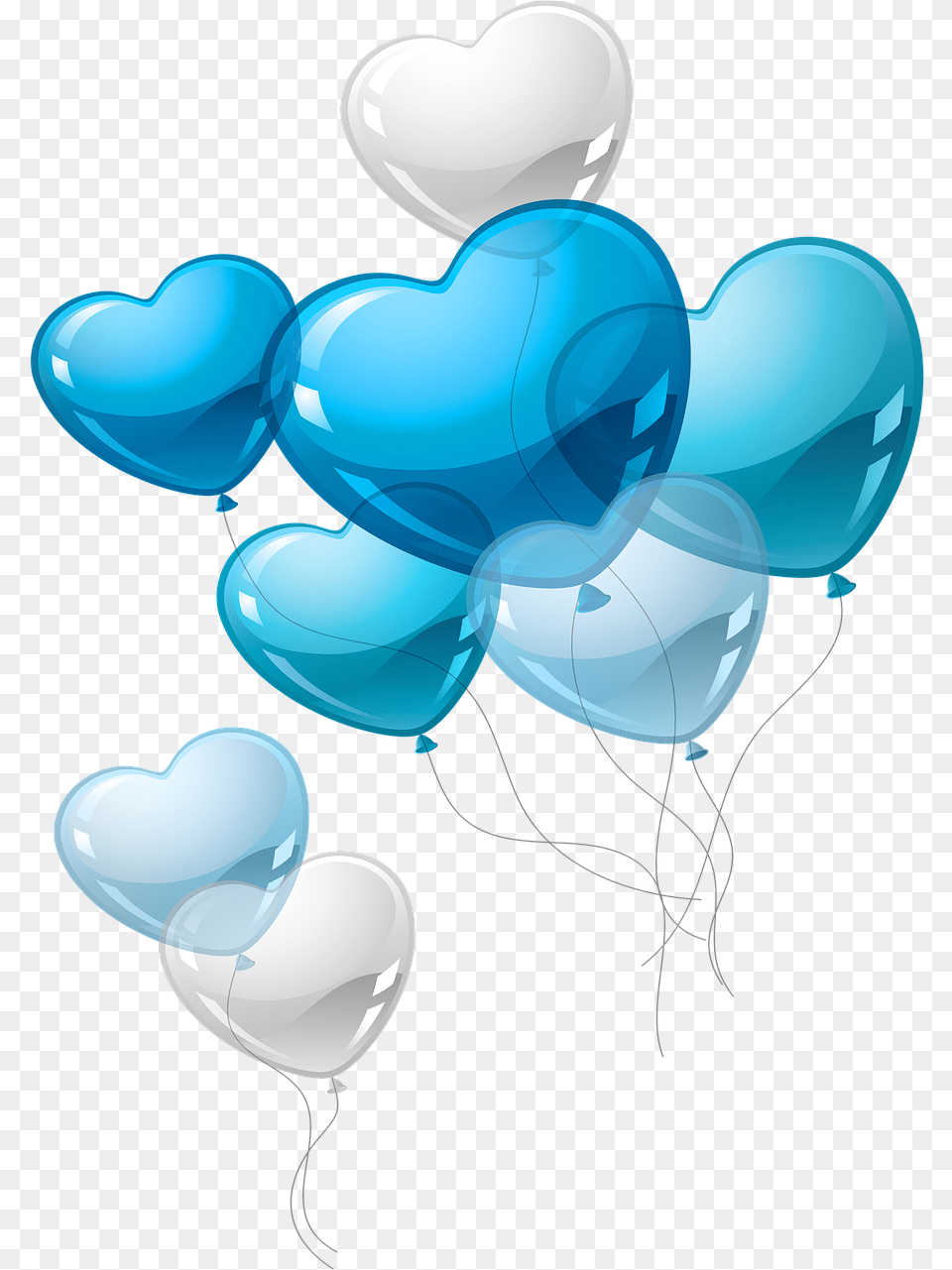 Heart Balloons String Confetti Blue Heart Balloon Png Image