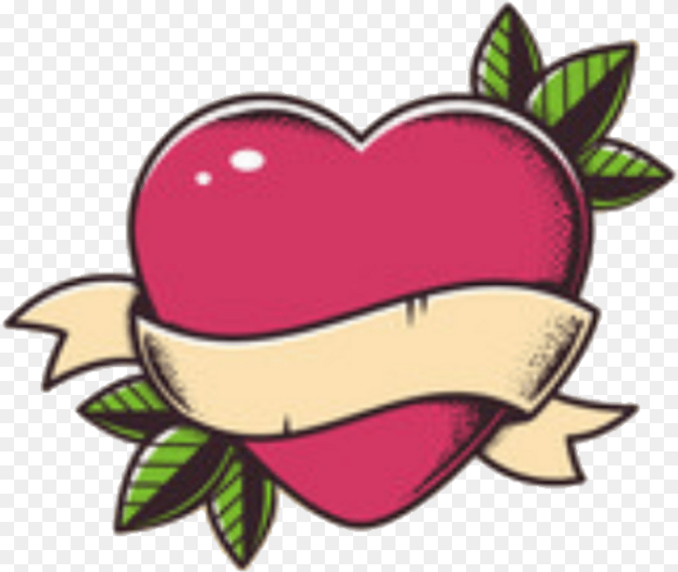 Heart Banner Leaves Hearttattoo Lovetattoo Tattoocolors Vector Graphics, Apple, Food, Fruit, Plant Free Png Download