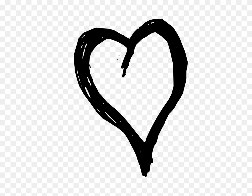 Heart Black And White Line Art, Gray Free Transparent Png