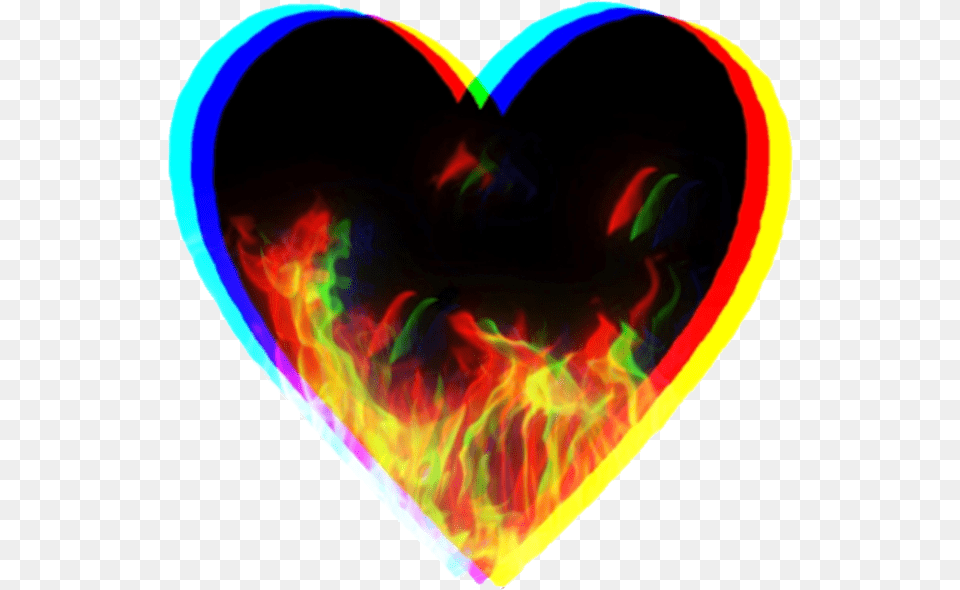 Heart Black Glitch Fire Red Yellow Freetoedit Heart, Person, Accessories Png Image