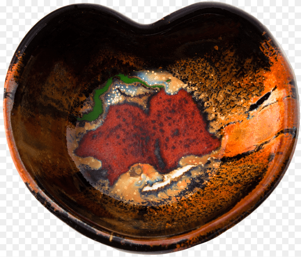 Heart Bowl Handmade Pottery Earth Tones And Red Overhead Heart, Meal, Dish, Food, Soup Bowl Free Png Download