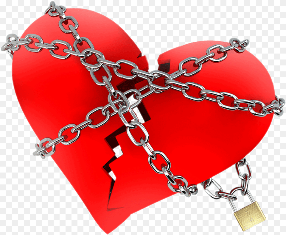Heart Chain Brokenheart Hate Love Red Lock Truelove Broken Heart With Chains, Accessories, Jewelry, Necklace Free Png