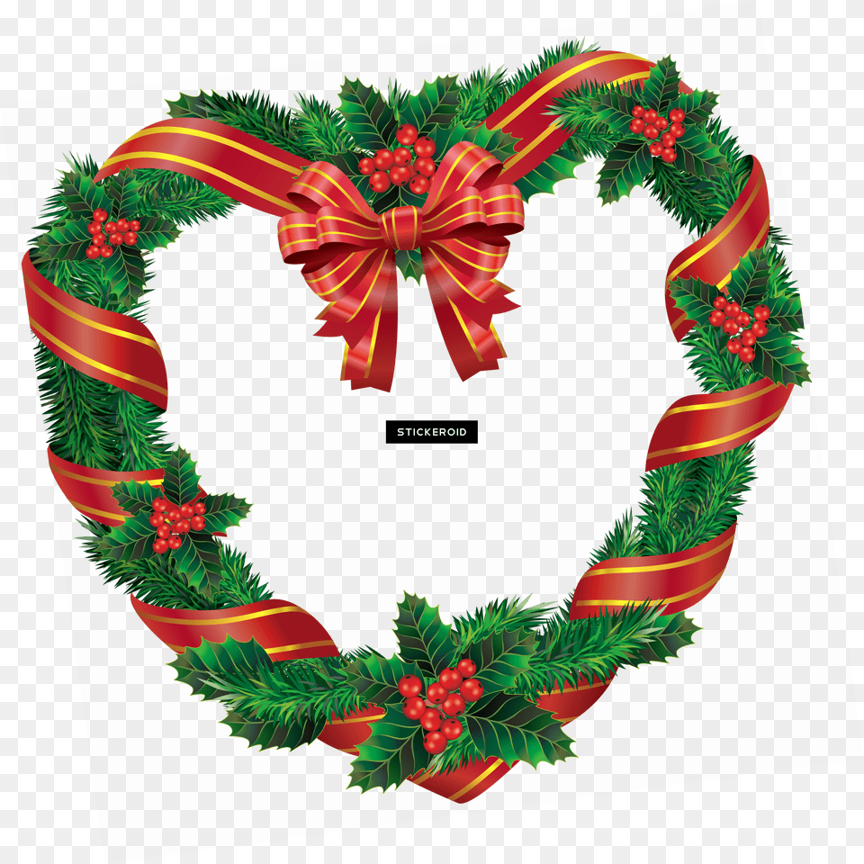Heart Christmas Wreath Clip Art Heart Christmas, Sticker, Logo Free Png