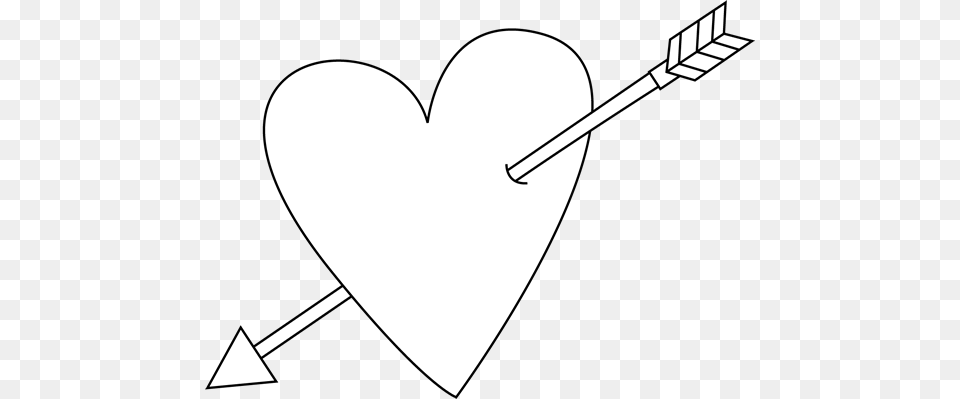 Heart Clipart Black And White White Heart With Arrow, Bow, Weapon Png