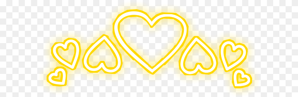 Heart Crown Yellow Neon Love Freetoedit Heart Png