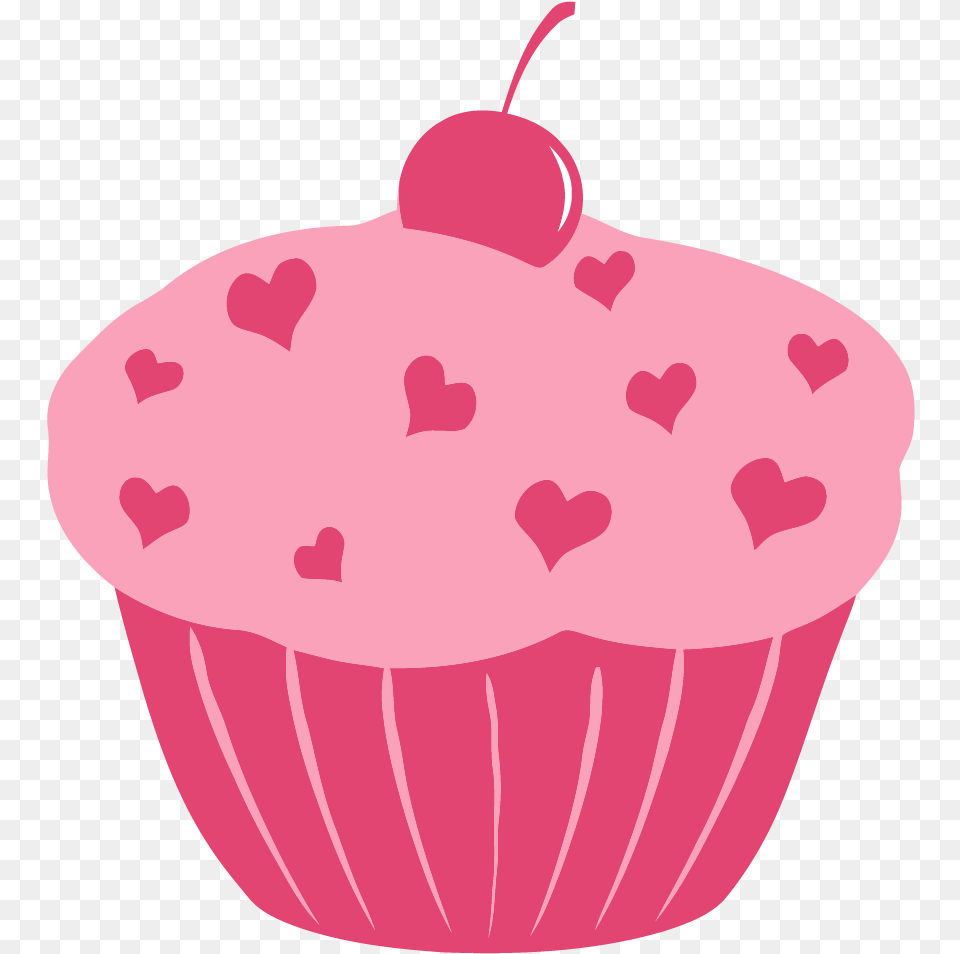 Heart Cupcake Clipart Cute Pink Cupcake Clipart, Cake, Cream, Dessert, Food Png Image