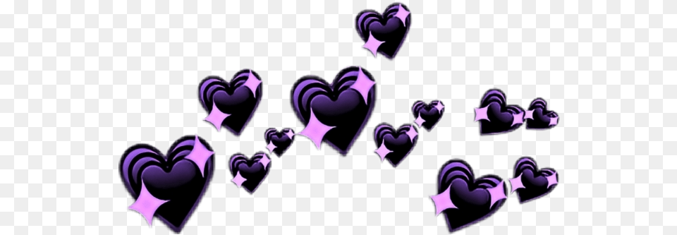 Heart Cute Aesthetic Stars Black Purple Aesthetic Transparent Heart Crown Png Image