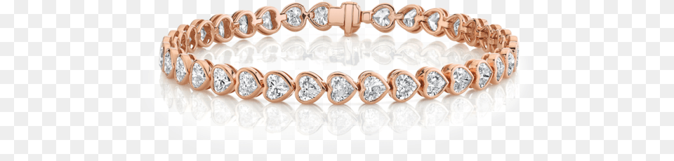 Heart Diamond Bezel Tennis Bracelet Heart Tennis Bracelet, Accessories, Gemstone, Jewelry, Necklace Png Image