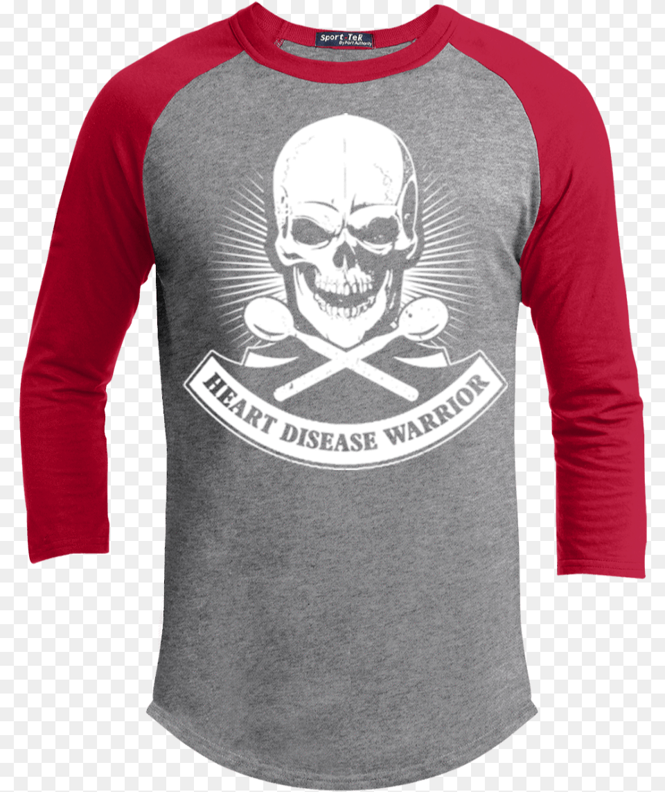 Heart Disease Warrior Skull Baseball Shirt T Shirt, T-shirt, Clothing, Sleeve, Long Sleeve Free Png
