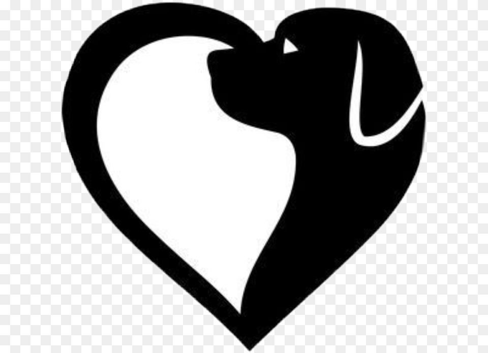 Heart Dog Silhouette Dog With Heart Silhouette, Stencil Png