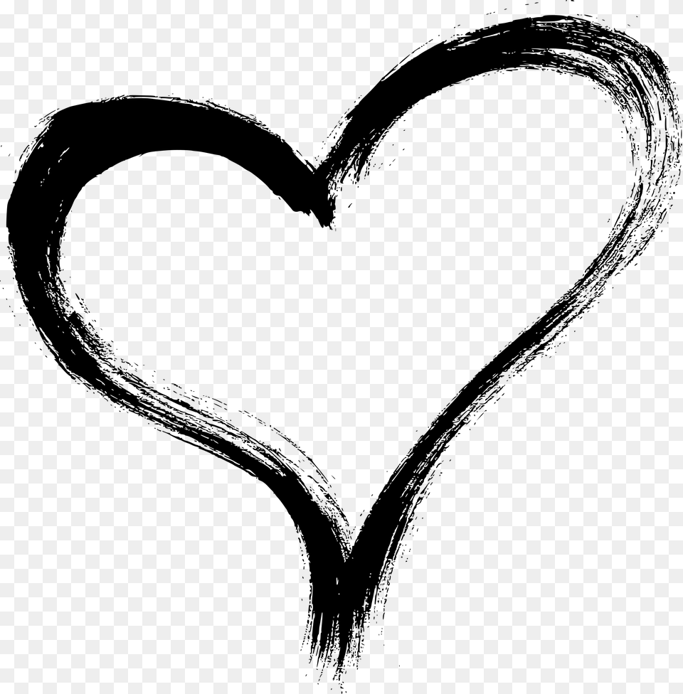 Heart Drawing, Gray Png Image