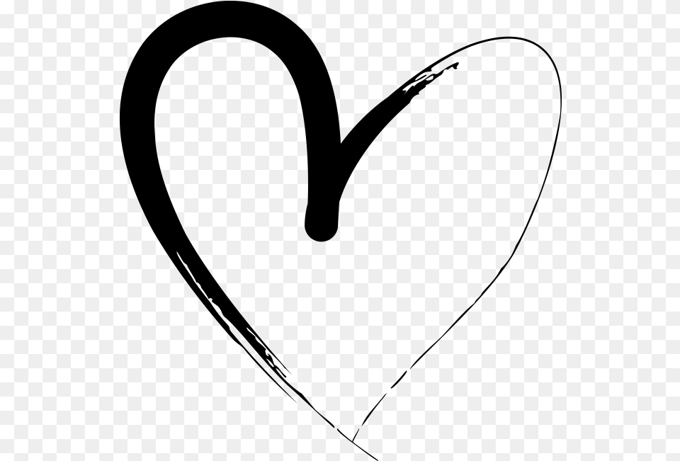 Heart Drawings Hand Drawn Heart Line Art, Gray Free Png Download