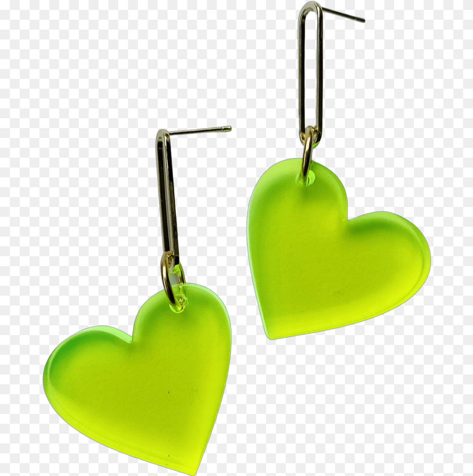 Heart Drop Earrings Neon Green Solid, Accessories, Earring, Jewelry, Gemstone Free Transparent Png