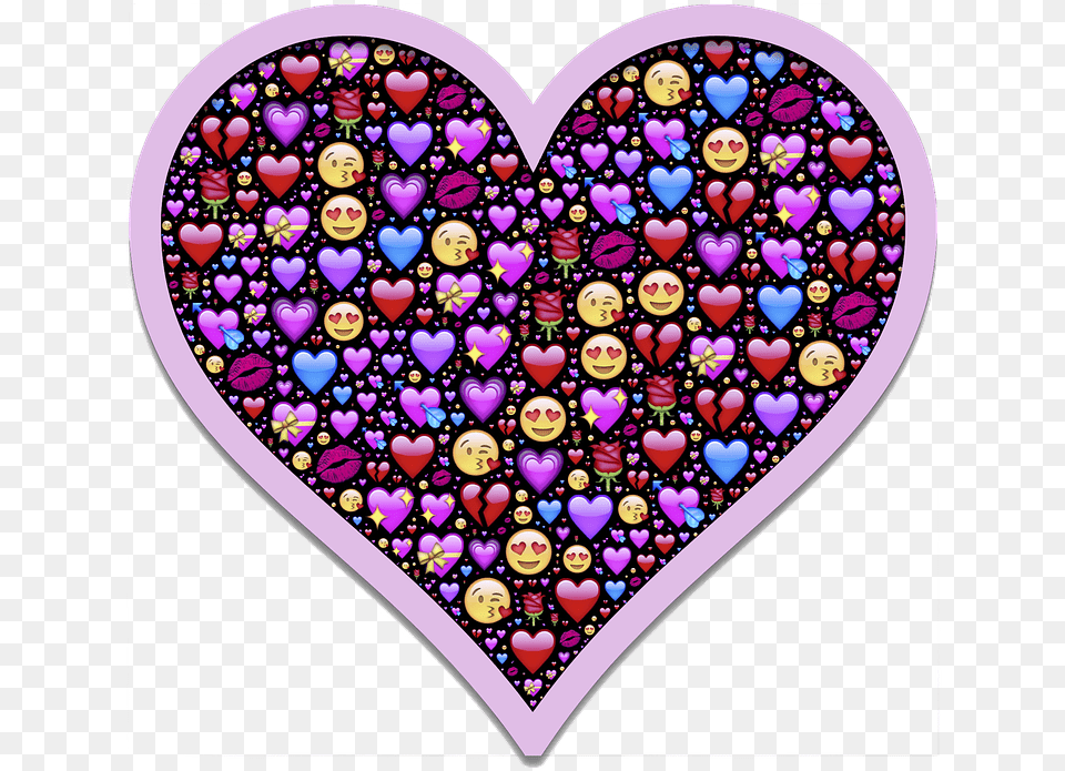 Heart Emoji Affection On Pixabay Heart Filled With Emojis, Purple, Pattern Free Transparent Png
