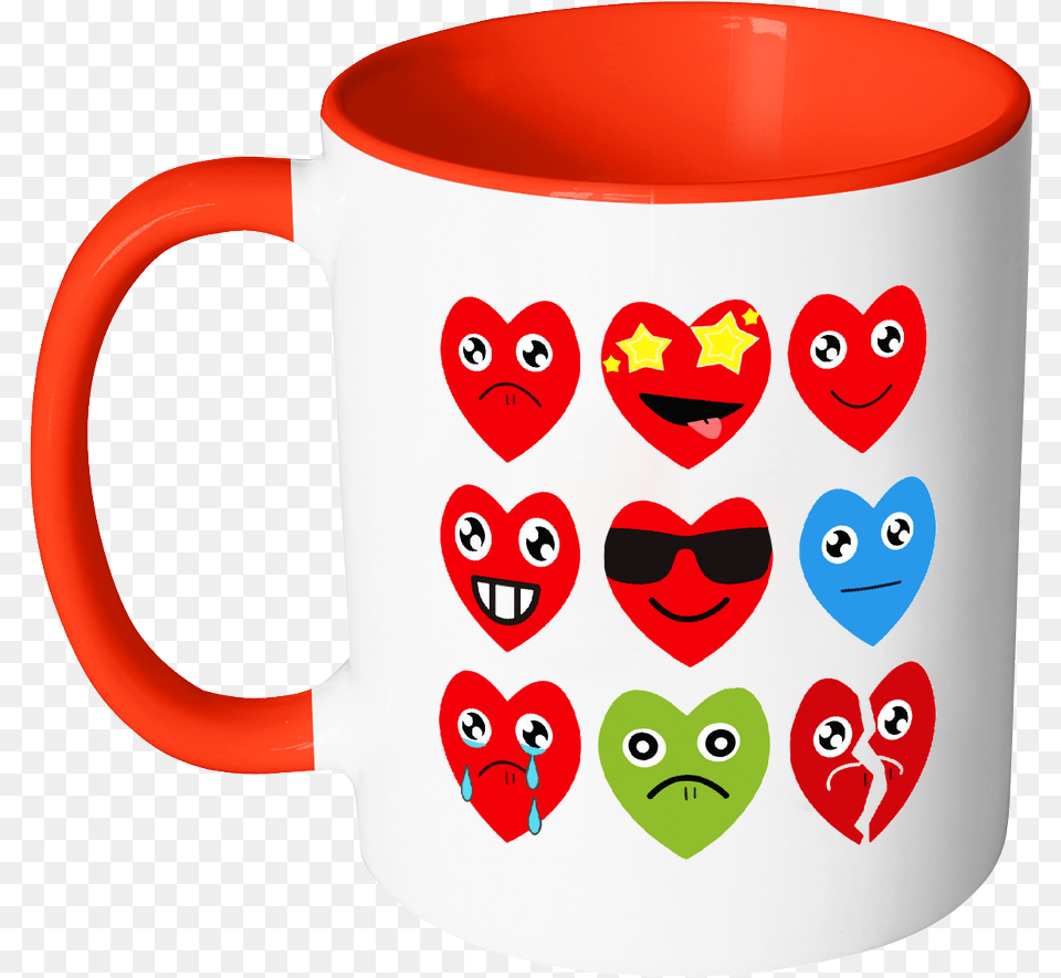 Heart Emojis Gift For Valentine S Day Mugs Accent Mug Color Mug, Cup, Animal, Bird, Beverage Png