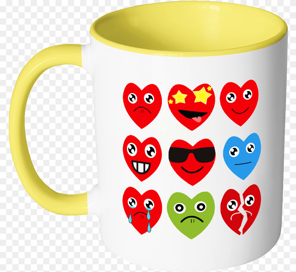 Heart Emojis Gift For Valentine S Day Mugs Accent Mug Mug For Vet Student, Cup, Animal, Bird, Beverage Free Png