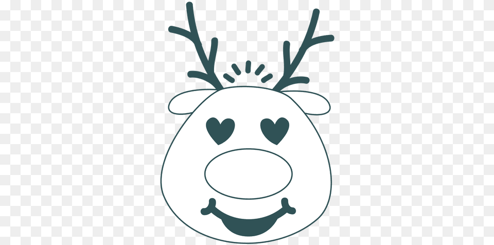 Heart Eyes Reindeer Face Green Stroke Emoticon 42 Reindeer, Stencil, Smoke Pipe Free Transparent Png