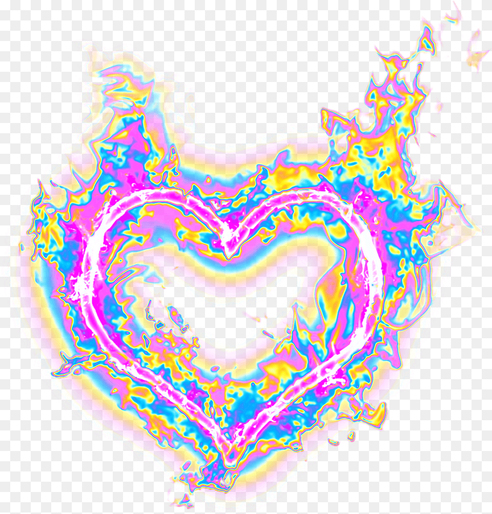 Heart Fire Flames Holographic Holo Heart In Flames, Accessories, Pattern, Purple, Ornament Png