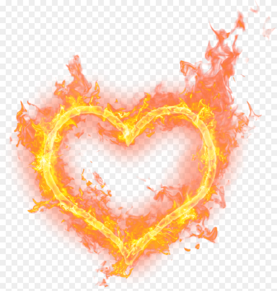 Heart Fire Heart On Fire, Flame, Light Free Png Download