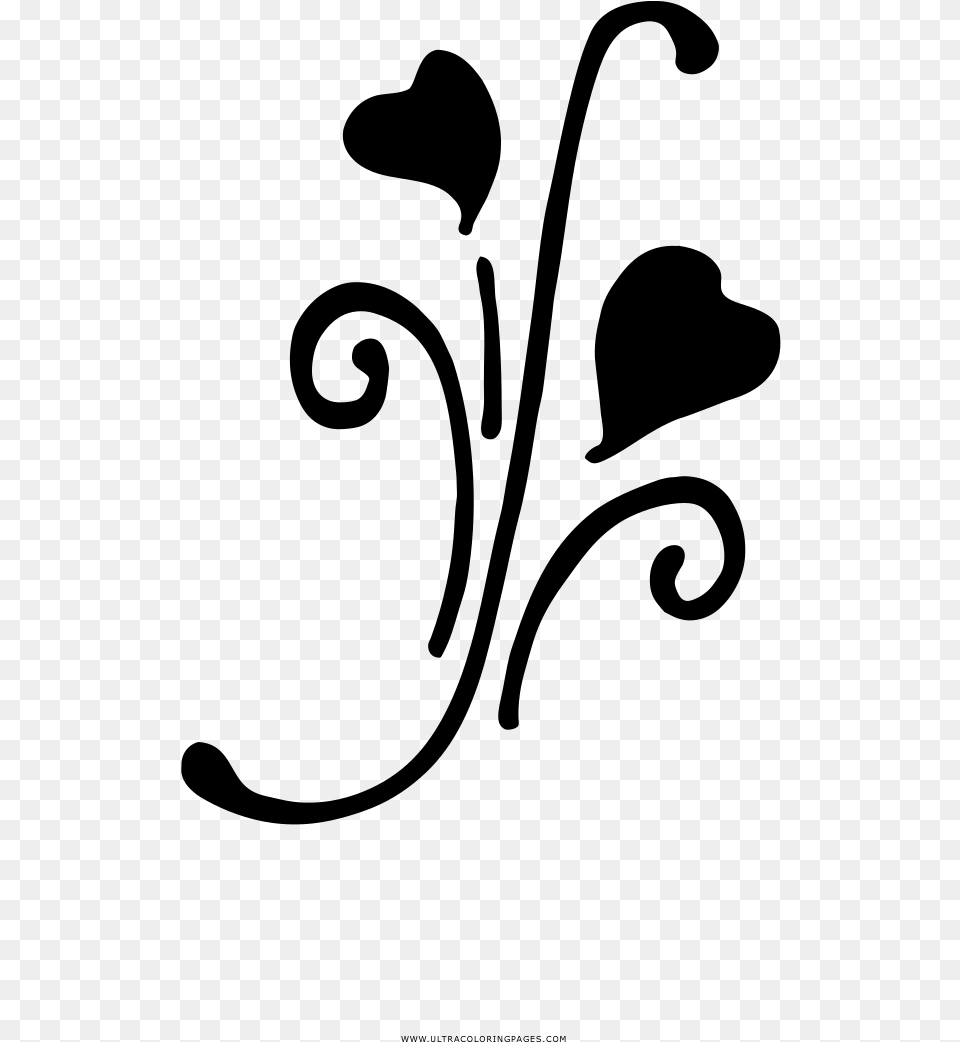 Heart Flourish Coloring, Gray Png Image