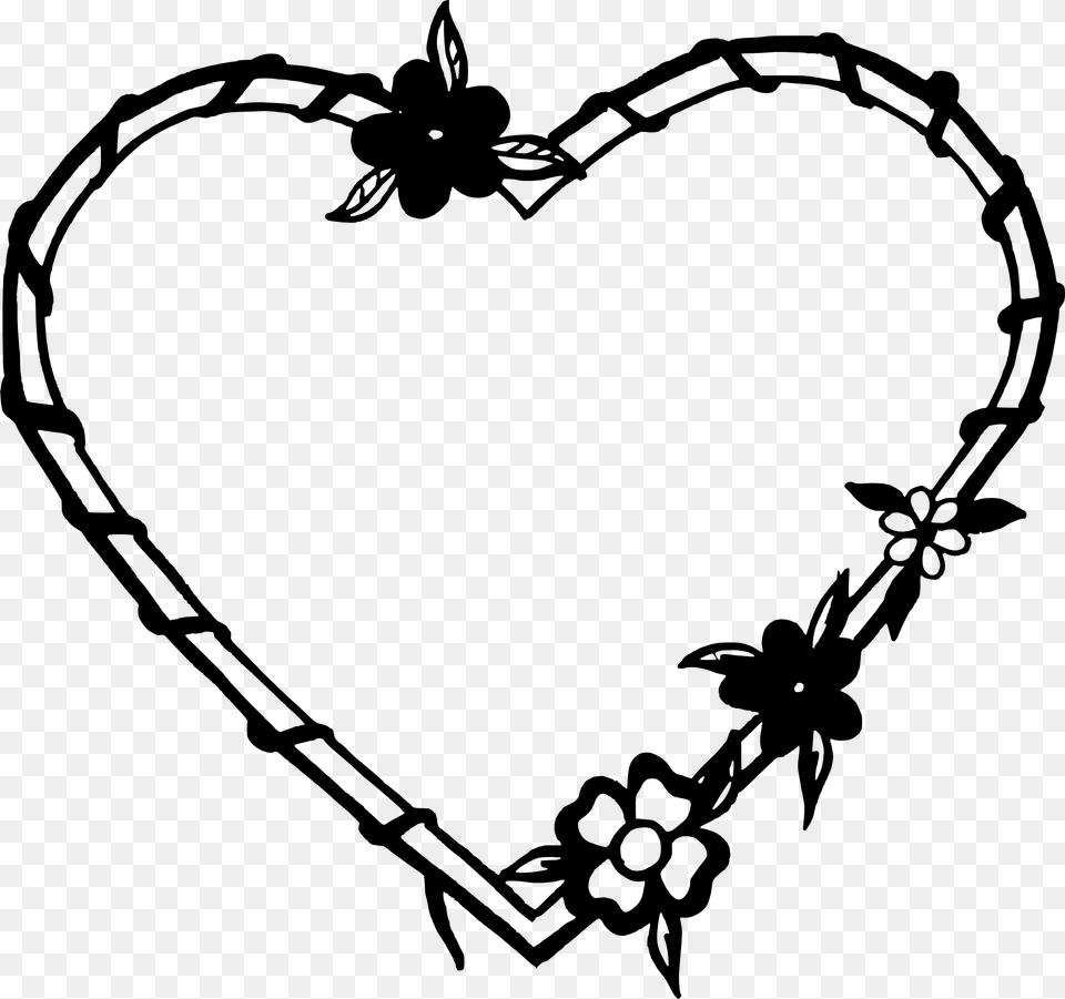 Heart Flower Black, Stencil, Accessories, Jewelry, Necklace Png