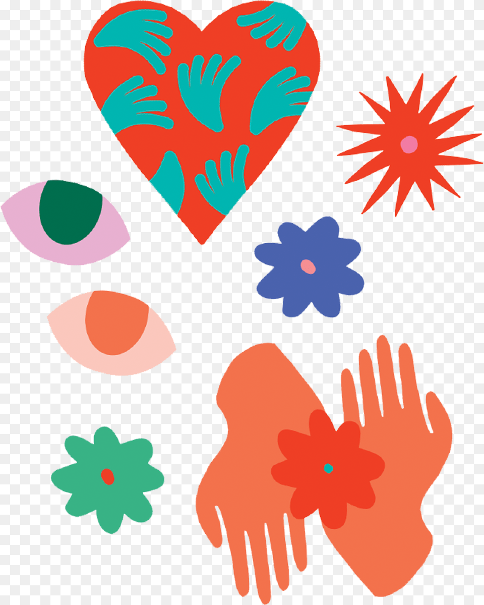Heart Flower Eyes Tattly, Baby, Person, Body Part, Hand Png Image