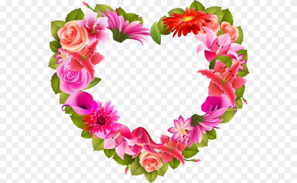 Heart Flower S Day Background Heart Of Flowers, Plant, Flower Arrangement, Art, Pattern Free Transparent Png