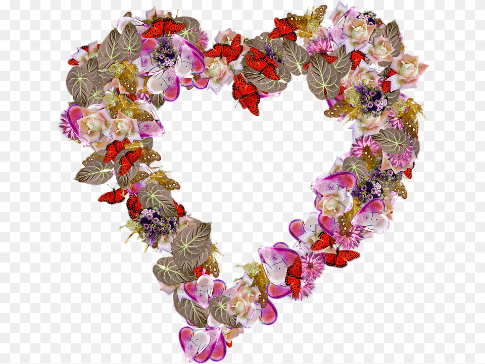 Heart Flowers Image On Pixabay Corazon En Flores, Wreath, Adult, Bride, Female Free Transparent Png