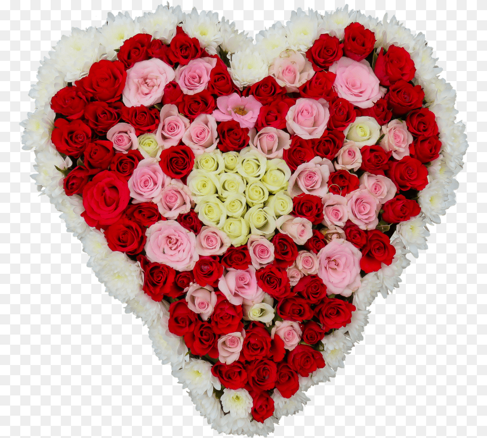 Heart Flowers Roses Love Birthday Bouquet Heart With Red White And Pink Roses, Flower, Plant, Rose, Flower Arrangement Free Transparent Png