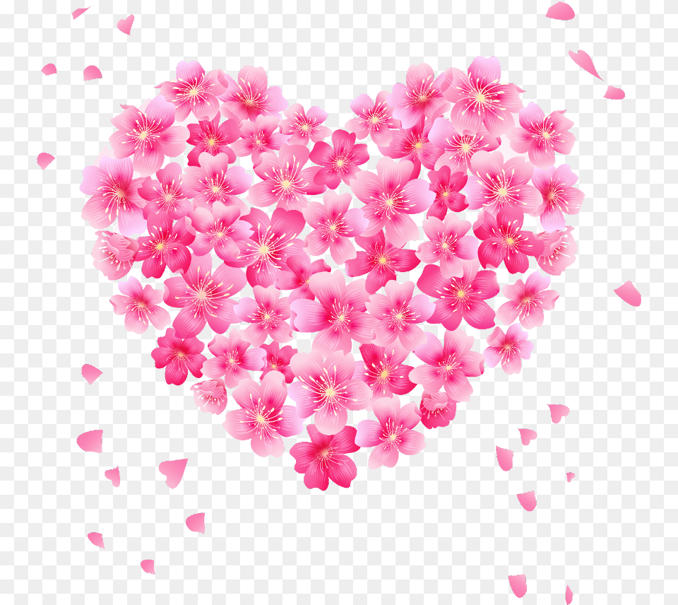 Heart Frame Pink Heart Flower Border, Petal, Plant Free Transparent Png