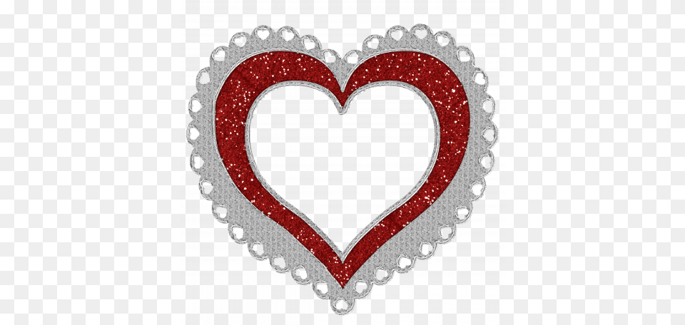 Heart Frame Silver And Red Glitter Graphic, Symbol Png Image