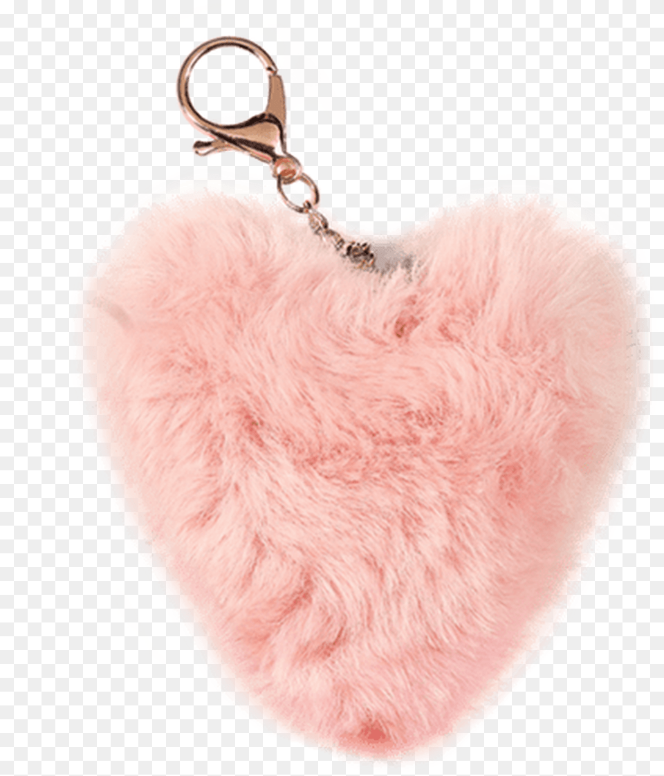 Heart Furry Pom Pom Clip Keychain, Accessories, Jewelry, Earring, Home Decor Png