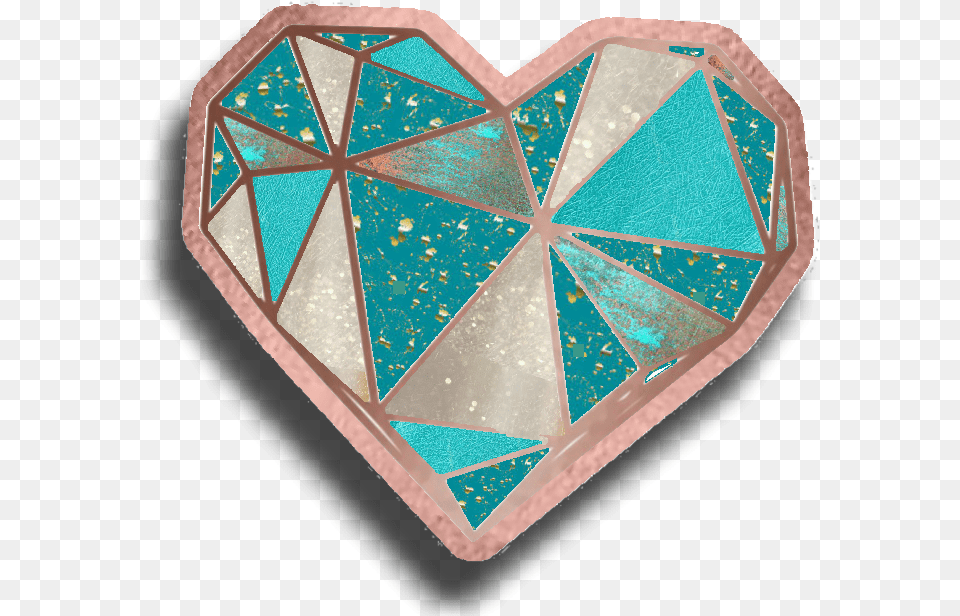 Heart Geometric Fractals Rosegold Copper Teal Triangle, Turquoise, Cross, Symbol Free Png Download