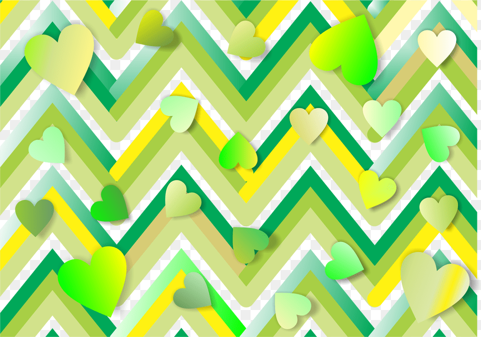 Heart Green Yellow Background Green And Yellow Background Pattern, Art, Graphics Png Image