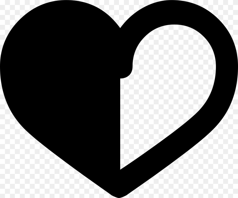 Heart Half Outline Half Black Half White Heart, Stencil Free Transparent Png